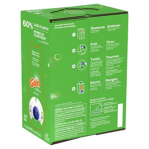 Gain Liquid Laundry Detergent Soap Eco-Box Ultra Concentrated High Efficiency (HE) Original Scent 96 Loads