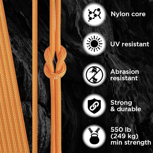 TECEUM Paracord Type III 550 Apricot – 100 ft – 4mm – Tactical Rope MIL-SPEC – Outdoor para Cord –Camping Hiking Fishing Gear and Equipment – EDC Parachute Cord – Strong Survival Rope