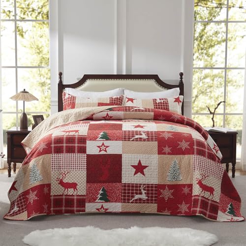 LEAONME Christmas Quilt Set: Oversized 3-Piece Bedding