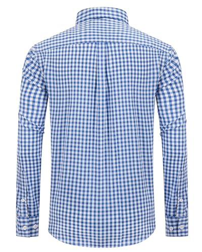 Alimens & Gentle Mens Button Down Long Sleeve Shirts Cotton Plaid Shirts Regular Fit Dress Shirts
