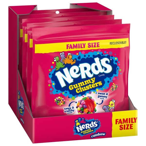 NERDS Gummy Clusters Candy Rainbow Crunchy and Gummy Back To School Sweet Treat 18.5 oz