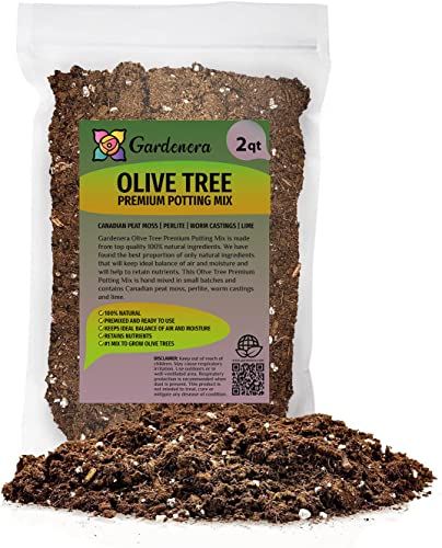 Gardenera Olive Tree Premium Potting Mix - Optimal Air Moisture and Nutrient Balance for Healthy Trees - 2 Quart