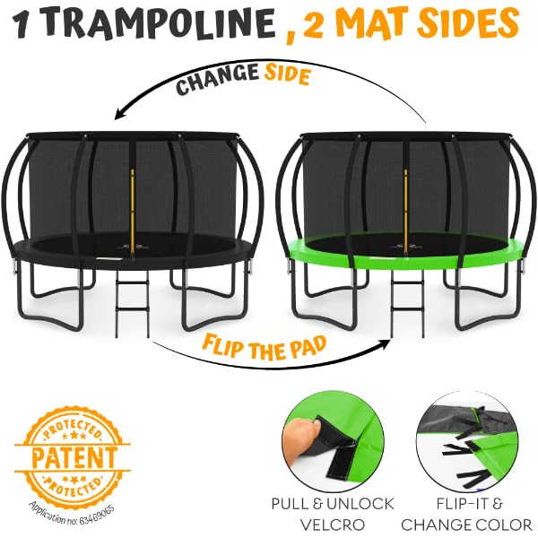 JUMPZYLLA Trampoline 8FT 10FT 12FT 14FT 15FT 16FT Trampoline Outdoor with Enclosure - Recreational Trampolines with Ladder and Galvanized Anti-Rust Coating ASTM Approval- Outdoor Trampoline for Kids