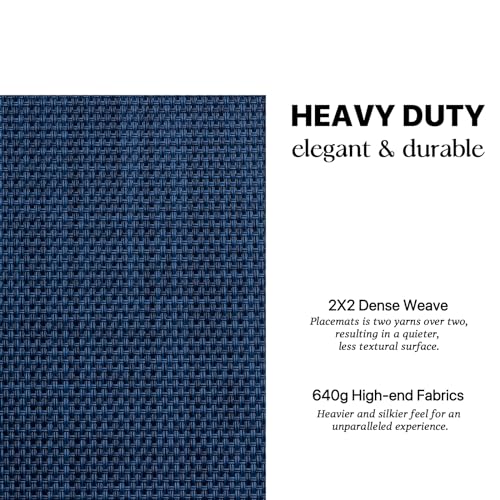 LEXMORE Placemats Set of 6 Vinyl/Plastic Woven Place Mats for Kitchen Table Indoor/Outdoor Washable Placemat Wipeable Dining Table Mats(Navy Blue)