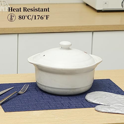 Leetaltree Blue Placemats Set of 4 - Heat Resistant Non-Slip Place mats for Dining Table Washable Durable PVC Vinyl Woven Table Mats(Blue 4)