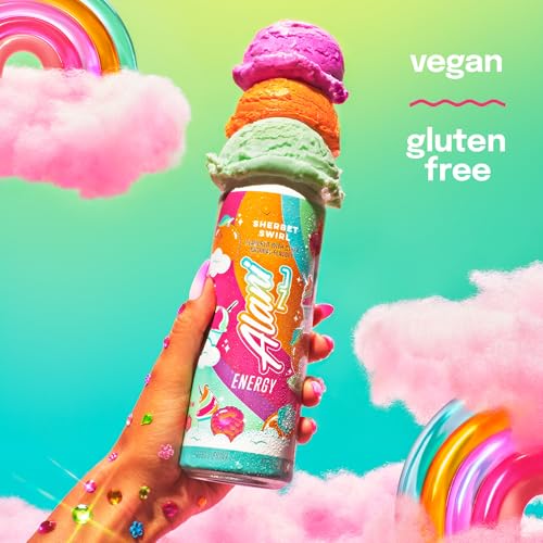 Alani Nu SHERBET SWIRL Sugar Free Low Calorie Energy Drinks 200mg Caffeine Biotin B Vitamins Zero Sugar 10 Calories 12 Fl Oz Cans 24 Pack