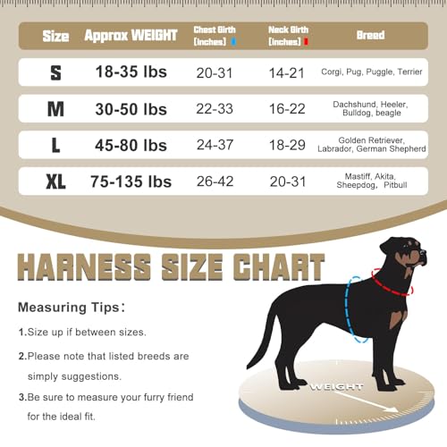 AUROTH Tactical Harness for Large Dogs No Pull Adjustable Pet Harness Reflective K9 Working Training Easy Control Military Service Pet Vest Army Yellow XL
