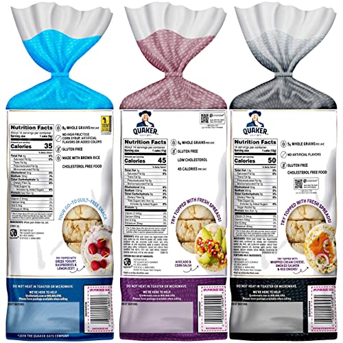 Quaker Large Rice Cakes 3 Flavor Topper Variety Pack Gluten Free (6 Pack)