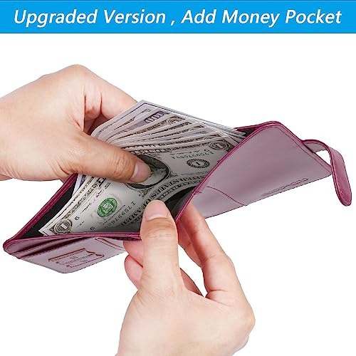 Passport Holder Cover Wallet RFID Blocking Leather Card Case Travel Accessories for Women Men (Purple)