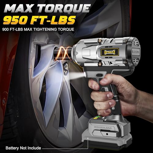 Cordless Impact Wrench 1/2 inch for DeWalt 20v Battery Impact Wrench 900Ft-lbs(1200N.m) High Torque Brushless Electric Impact Gun Power Impact Driver with 4-Mode Speed LED Work Light(no battery)