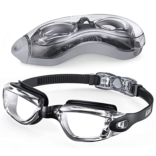 Aegend Swim Goggles Swimming Goggles No Leaking Full Protection Adult Men Women Youth Flexible Detachable Black Clear