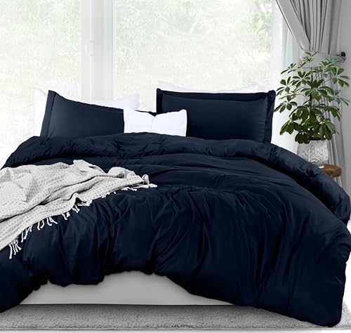 Utopia Bedding King Navy 3 PC Duvet Cover Set | Soft Brushed Microfiber with 2 Shams