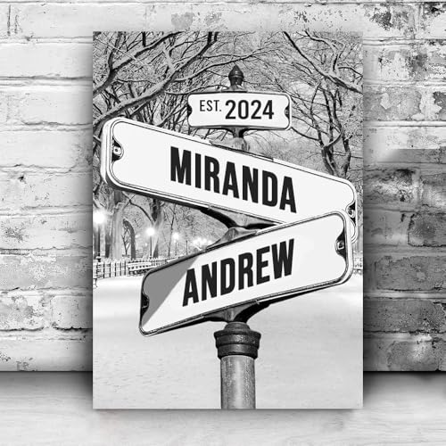 Personalized Canvas Vintage Street Sign For Couples Crossroads Street Sign Best Gift For Сouple Custom Name And Date Vintage Street Sign Canvas Poster Print Wedding Street Art Canvas Or Poster #17
