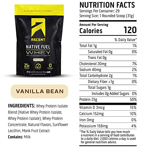 ASCENT Vanilla Whey Protein 32 OZ