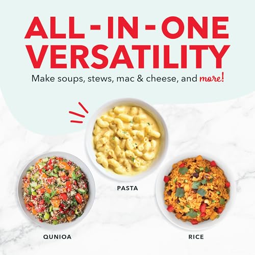 DASH Mini Rice Cooker Steamer with Removable Nonstick Pot Keep Warm Function & Recipe Guide 2 cups for Soups Stews Grains & Oatmeal - Red