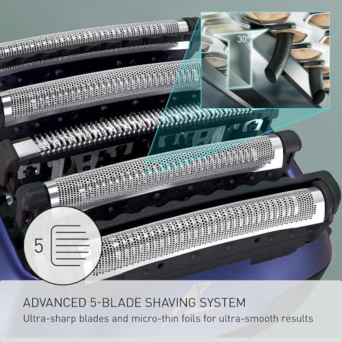 Panasonic ARC5 Electric Razor for Men with Pop-up Trimmer Wet Dry 5-Blade Electric Shaver with Intelligent Shave Sensor and 16D Flexible Pivoting Head - ES-ALV6HA (Navy)