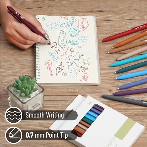 Mr. Pen- Retractable Gel Pens 11 Pack Unique Dark Vintage Ink Colors Gel Pens Fine Point 0.7mm Fast Dry Vintage Pen Retractable Pens Gel Ink Pens Aesthetic Pens for Journaling Fine Tip Pens