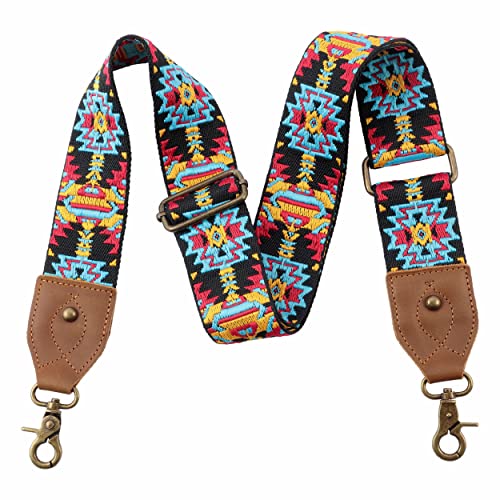 Nefelibata Purse Strap 2\" Cowhide Head Wide Shoulder Strap Adjustable Replacement Retro Jacquard Embroidery Multi-pattern Crossbody Bag Straps for Handbag Crossbody Bags Shoulder Bags(Tiger Stripes)
