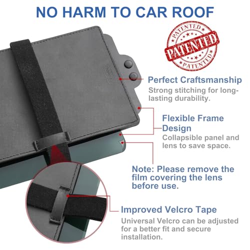 Veharvim Polarized Sun Visor for Car with Zipper Slider Upgraded UV400 Car Sun Visor Extension with PC Lens and Side Sunshade Anti-Glare Car Visor for Safe Driving UV-Filtering/Protection