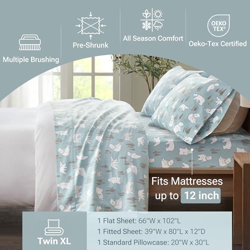 True North Cozy 100% Cotton Flannel Sheets for Warmth
