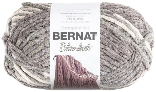 BERNAT BLANKET BB SILVER STEEL: Soft Chenille Yarn for Cozy Blankets & Home Decor