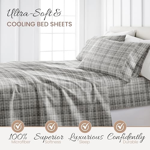 Linen Market: Soft Gray Polkadot Sheets for Twin Bed