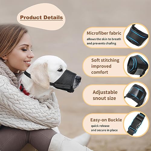 HEELE Dog Muzzle Soft Nylon Muzzle Anti Biting Barking Chewing Air Mesh Breathable Drinkable Adjustable Loop Pets Muzzle for Small Medium Large Dogs 4 Colors 4 Sizes