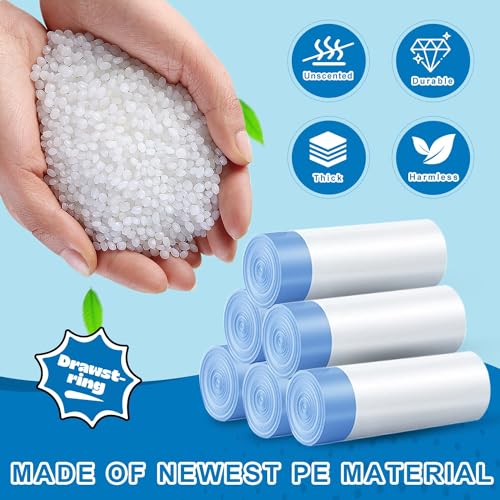 T.FORING 2 Gallon Trash Bags Drawstring - 120 Count Small Garbage Bags Unscented White Mini Trash Can Liners Strong Little Waste Basket Bags 7.5 Liter for Home Bathroom Office Car