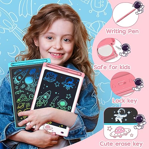 Hockvill LCD Writing Tablet for Kids 2 Pack 8.8 Inch Learning Kids Toys for 3 4 5 6 7 8 Year Old Girls Boys Toddler Drawing Pad Doodle Board Travel Essentials Christmas Birthday Gift for Kids