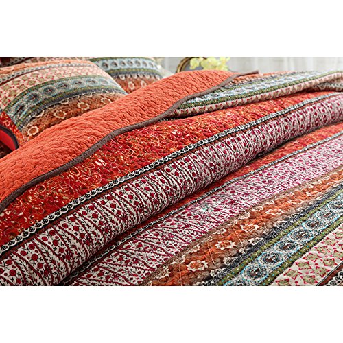 NEWLAKE Striped Cotton Bedspread Quilt for Comfort