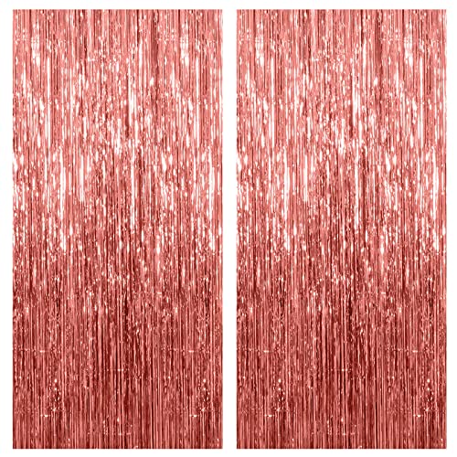 2 Pack Rose Gold Backdrop Birthday Decorations Foil Curtain Backdrop Bachelorette Party Decorations Rose Gold Party Decor Party Streamers Groovy Birthday Decorations Party Backdrop